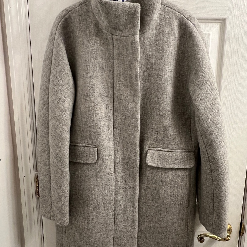 J. Crew Women's Cocoon Coat in Italian Stadium-Cloth in Heather Dusk - Picture 2 of 6